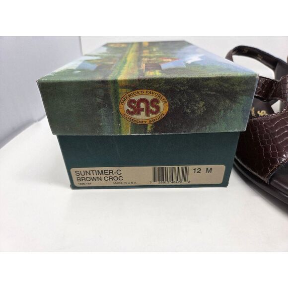 SAS SAN ANTONIO SHOES TRIPAD SUNTIMER BROWN CROC PATENT SANDALS WOMENS 12 M NEW - Picture 4 of 9